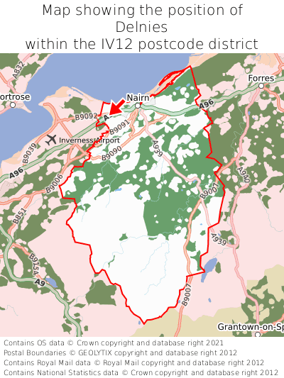 Map showing location of Delnies within IV12