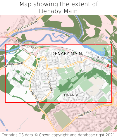 Map showing extent of Denaby Main as bounding box