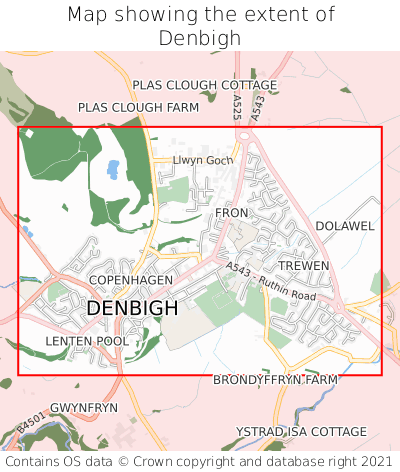 Map showing extent of Denbigh as bounding box
