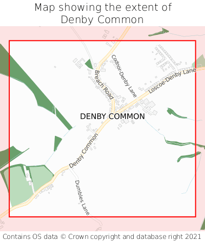 Map showing extent of Denby Common as bounding box