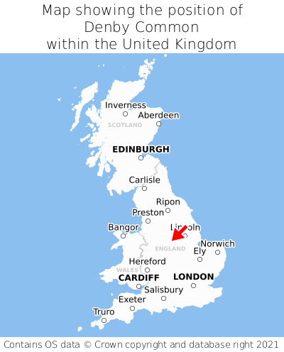 Map showing location of Denby Common within the UK
