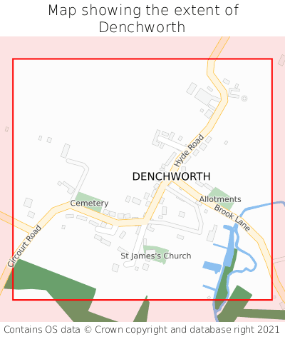 Map showing extent of Denchworth as bounding box
