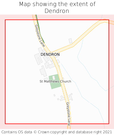 Map showing extent of Dendron as bounding box