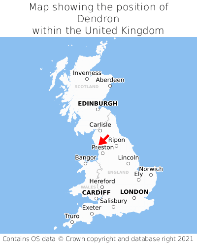 Map showing location of Dendron within the UK
