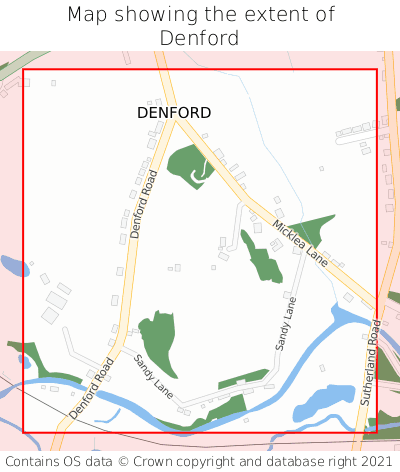 Map showing extent of Denford as bounding box