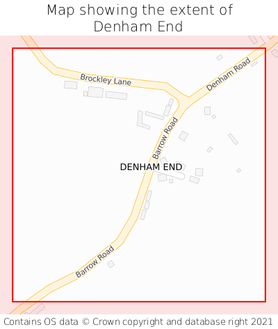 Map showing extent of Denham End as bounding box