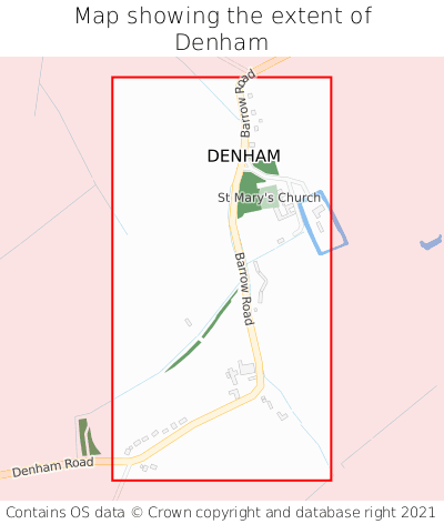 Map showing extent of Denham as bounding box