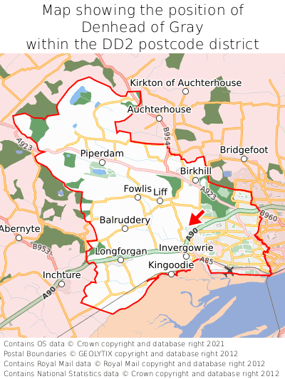 Map showing location of Denhead of Gray within DD2