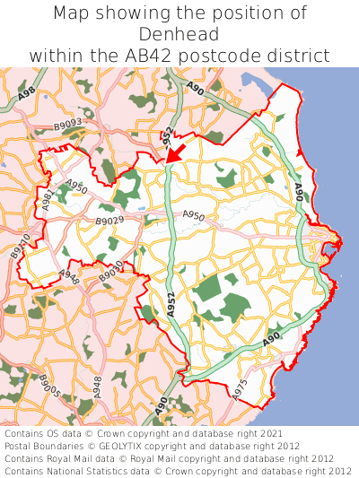 Map showing location of Denhead within AB42