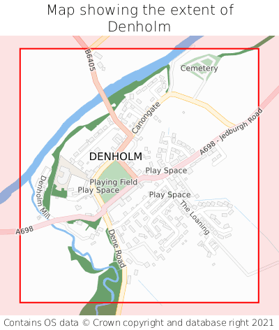 Map showing extent of Denholm as bounding box