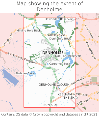 Map showing extent of Denholme as bounding box