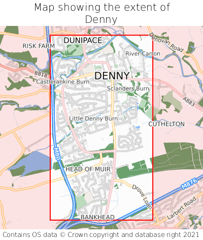 Map showing extent of Denny as bounding box