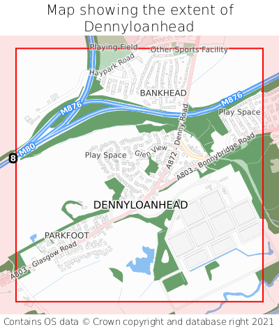 Map showing extent of Dennyloanhead as bounding box