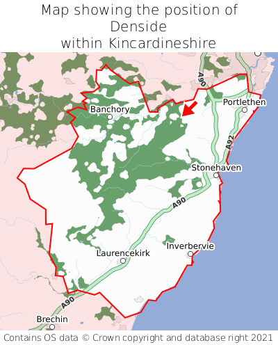Map showing location of Denside within Kincardineshire