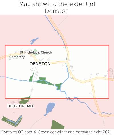 Map showing extent of Denston as bounding box
