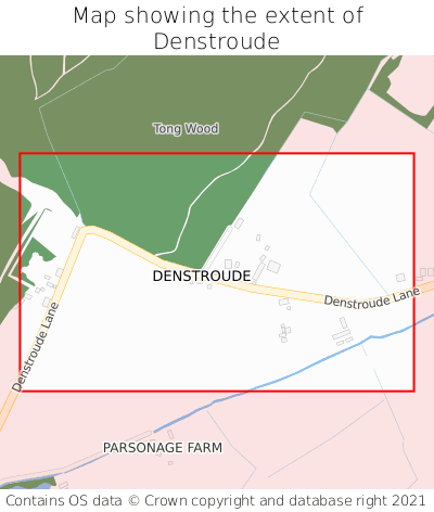 Map showing extent of Denstroude as bounding box