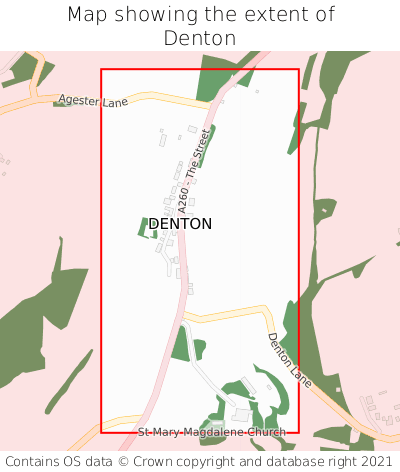 Map showing extent of Denton as bounding box