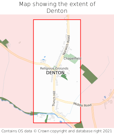 Map showing extent of Denton as bounding box