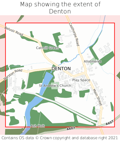 Map showing extent of Denton as bounding box