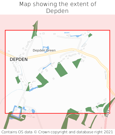 Map showing extent of Depden as bounding box
