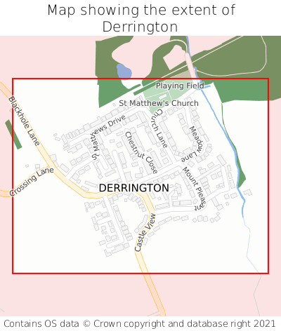 Map showing extent of Derrington as bounding box