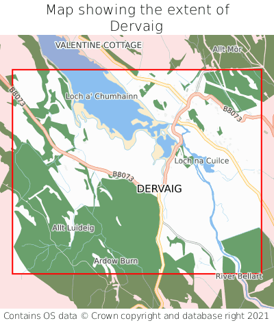 Map showing extent of Dervaig as bounding box