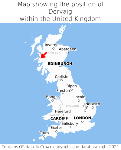 Map showing location of Dervaig within the UK