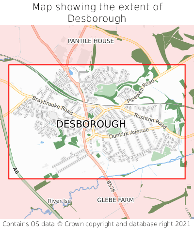 Map showing extent of Desborough as bounding box