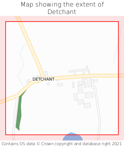 Map showing extent of Detchant as bounding box