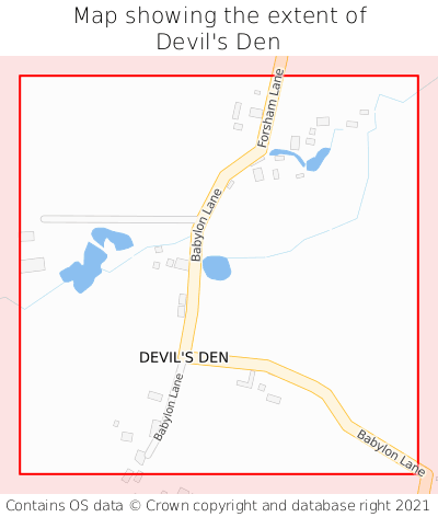 Map showing extent of Devil's Den as bounding box