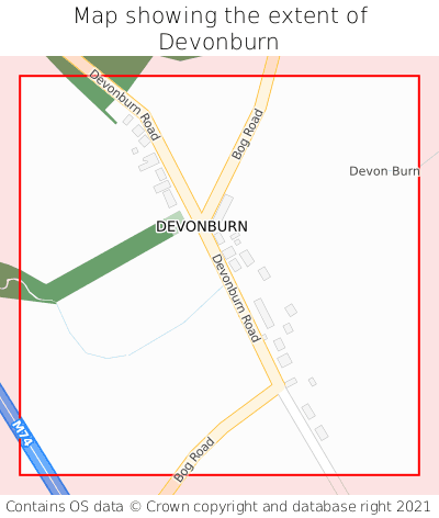 Map showing extent of Devonburn as bounding box