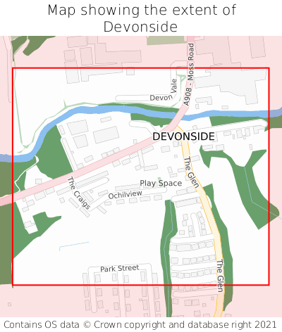 Map showing extent of Devonside as bounding box