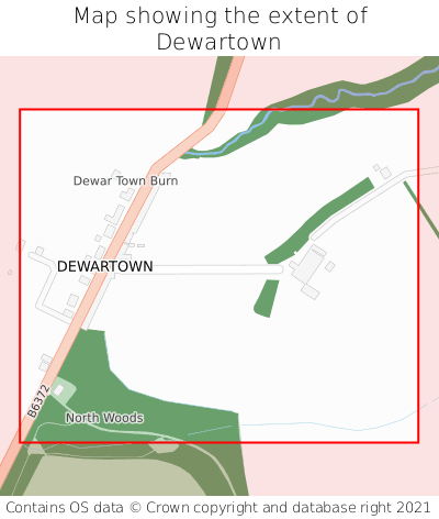 Map showing extent of Dewartown as bounding box