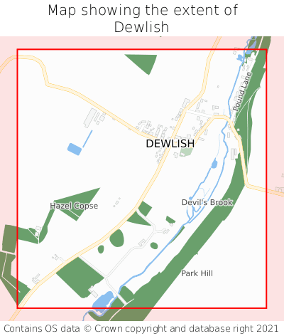 Map showing extent of Dewlish as bounding box