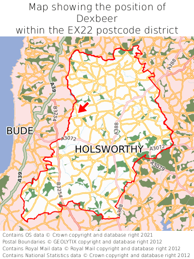 Map showing location of Dexbeer within EX22