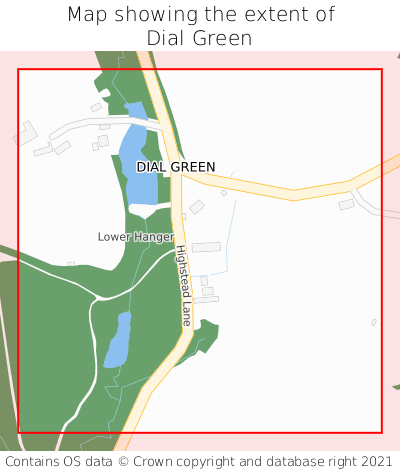 Map showing extent of Dial Green as bounding box