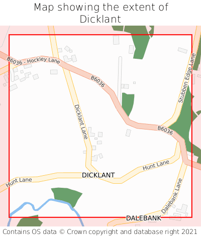 Map showing extent of Dicklant as bounding box
