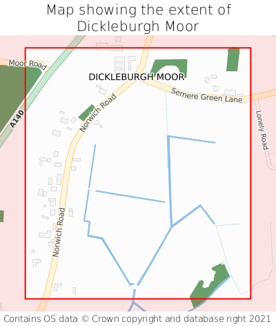 Map showing extent of Dickleburgh Moor as bounding box