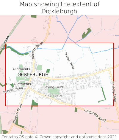 Map showing extent of Dickleburgh as bounding box