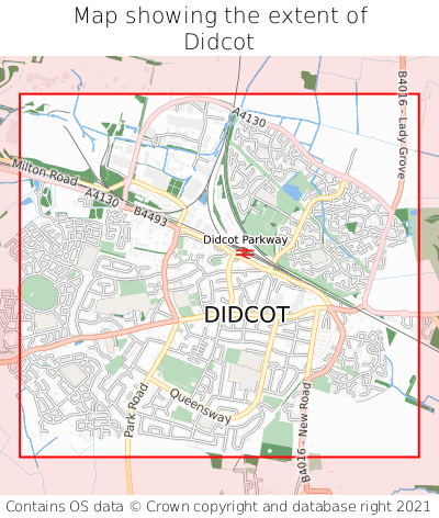 Map showing extent of Didcot as bounding box