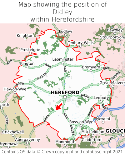 Map showing location of Didley within Herefordshire