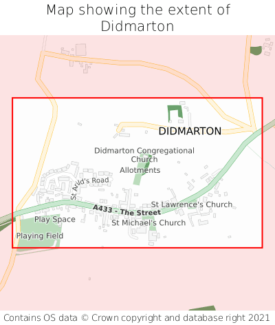 Map showing extent of Didmarton as bounding box