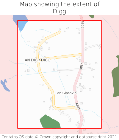Map showing extent of Digg as bounding box