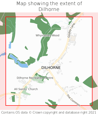 Map showing extent of Dilhorne as bounding box