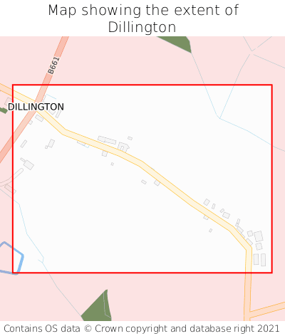 Map showing extent of Dillington as bounding box