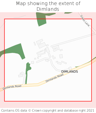 Map showing extent of Dimlands as bounding box