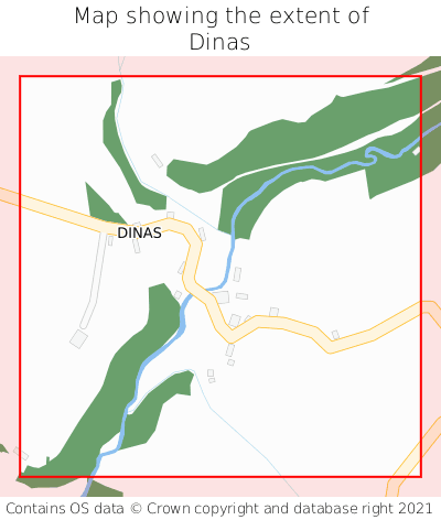 Map showing extent of Dinas as bounding box