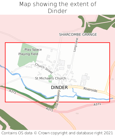 Map showing extent of Dinder as bounding box