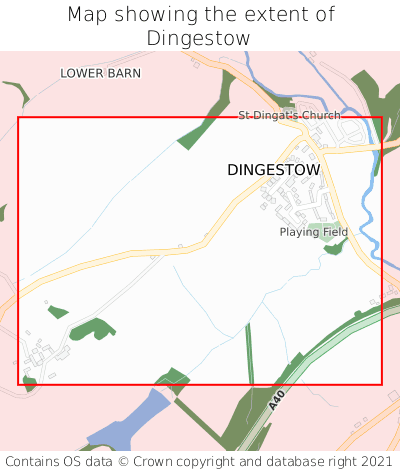 Map showing extent of Dingestow as bounding box