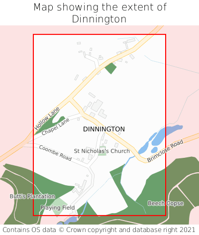 Map showing extent of Dinnington as bounding box